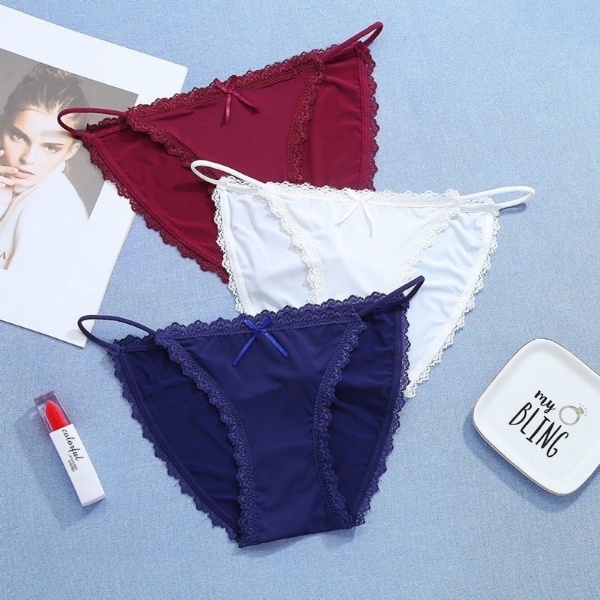 กางเกงชั้นในบิกินีผ้าลื่น ขอบแต่งลูกไม้น่ารัก ผ้ายืดหยุ่น นุ่ม สบายผิว ZH.8884 - รูปที่ 6