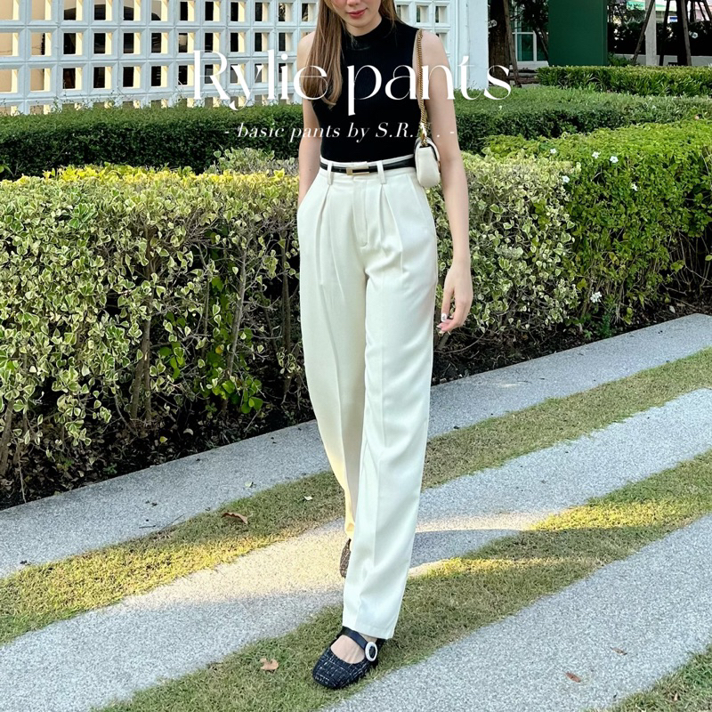 SRN-12 | Rylie pants ดีเทลเกล็ดทวิตทรงกระบอกกลาง