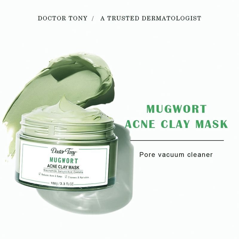 Mugwort หน้ากากดินสิว 100g（ลดรอยแดง ลดการอักเสบ ที่ช่วยลดรูขุมขนและสิว）MUGWORT ACNE CLAY MASK(NM-021)