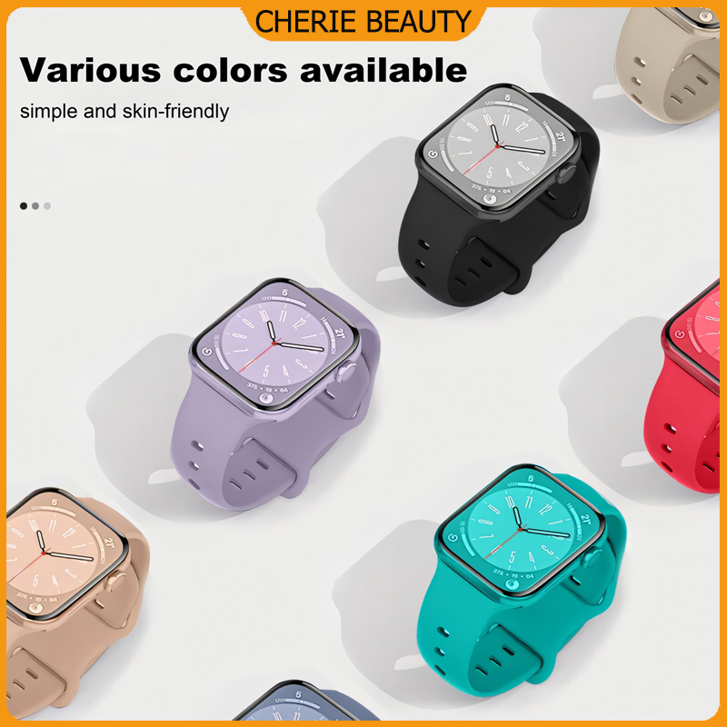 สายซิลิโคนสำหรับ iWatch 49mm46mm40mm42mm44mm41mm45mm series 10 9 8 7 6 5 4 3 2 1 SE smart watch สายกันน้ำ