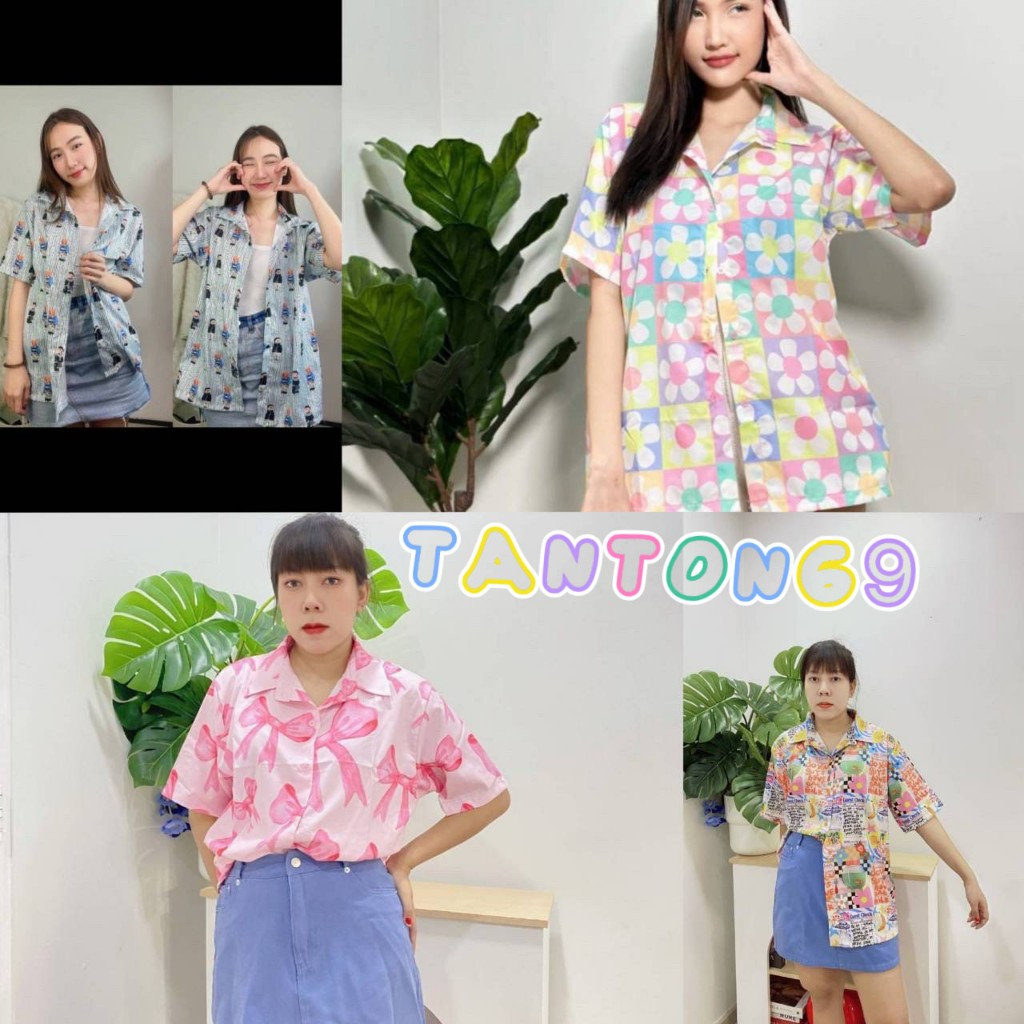 พร้อมส่งจ้า!!!เสื้้อเชิ้ต-แขนสั้น-อก44(ลายดิจิตอล)NEW