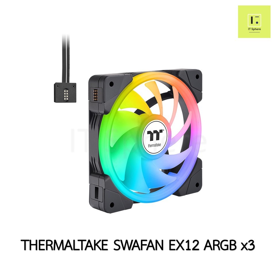 THERMALTAKE SWAFAN EX 12 ARGB SYNC BLACK FAN x3 FAN BLADESx6 :  CL-F167-PL12SW-Aพัดลม Fan fancase พัดลมเคส ex12