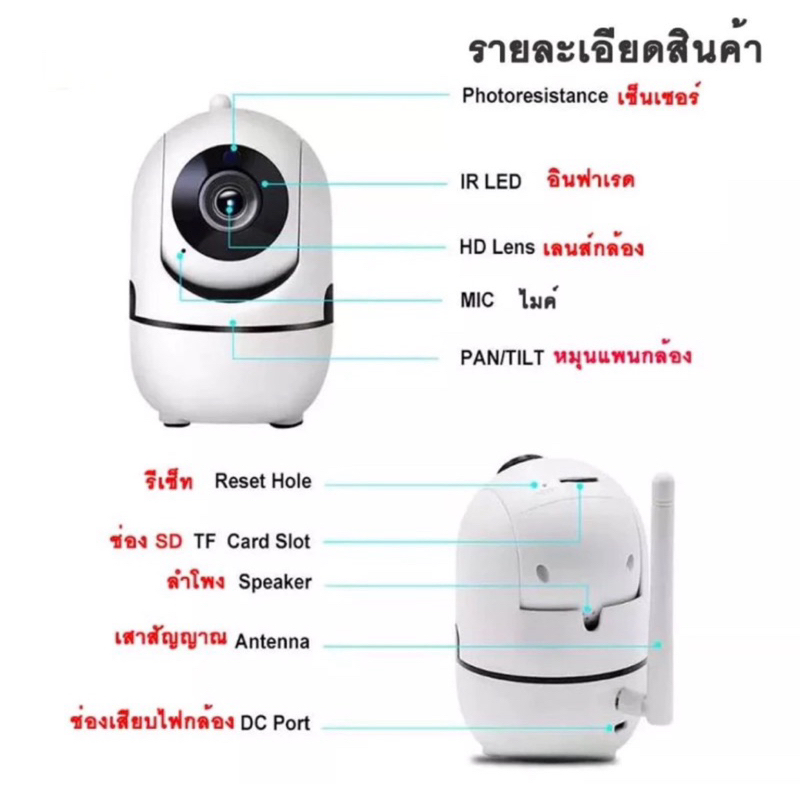 กล้องวงจรปิด  ip camera HD1080P wifi camera Smart tracking มีภาษาไทย alarm 2-way audio อินฟราเรด IR cut Wireless