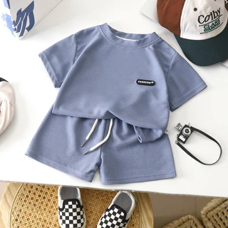 Babyonline(Y246)N2-3 ล่าง3 (ส่งด่วน1วัน)ชุดเซ็ตเสื้อแขนสั้นกางเกงขาสั้นลายหมีน่ารัก ผ้าวาฟเฟิล นิ่ม ระบายอากาศ