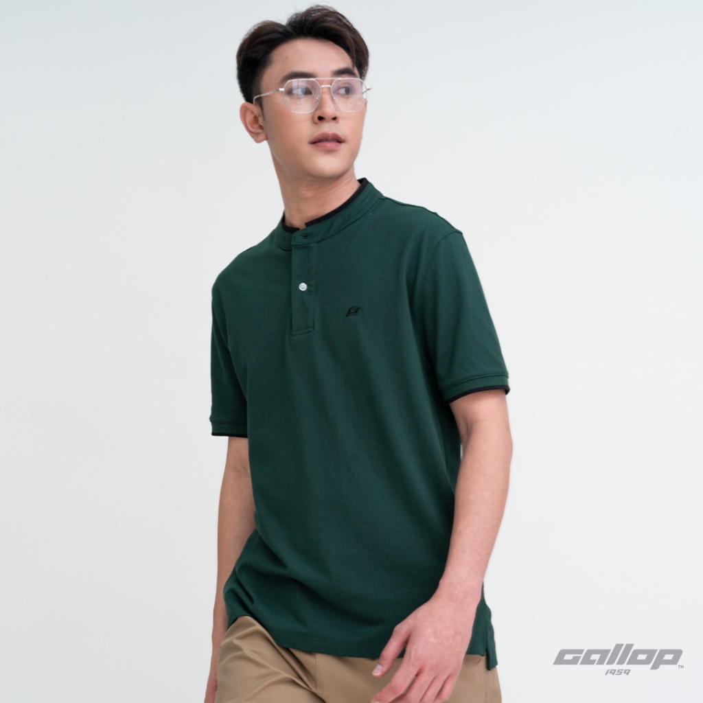 GALLOP : Piqué Mandarin Collar Polo Shirt เสื้อคอแมนดาริน ผ้าปิเก้ รุ่น GP9065 สี Deep Green - เขียว / ราคาปกติ 1490.-