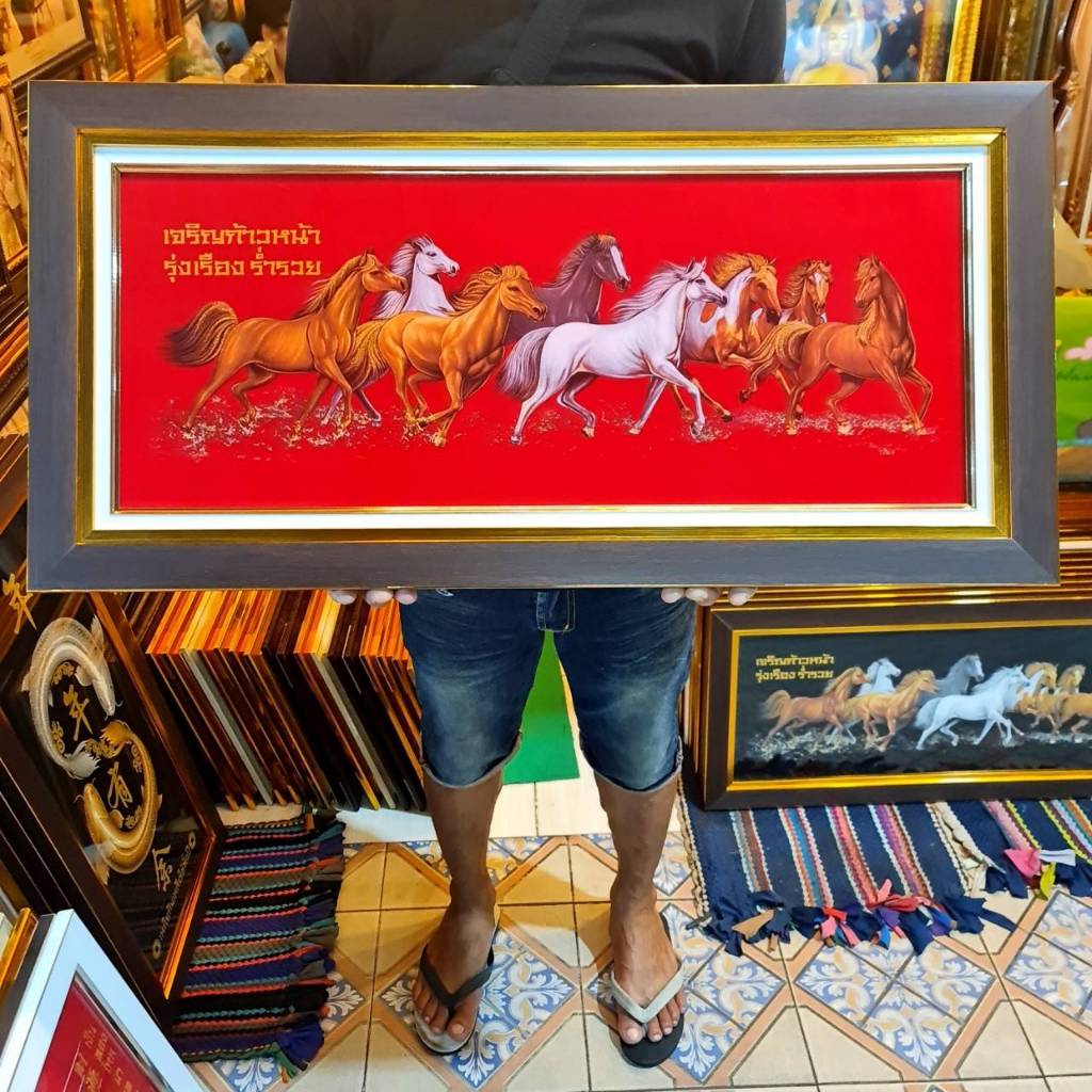 กรอบรูป ม้ามงคล ม้า รูปม้า ภาพม้า ม้า8ตัว ภาพม้าเรียกทรัพย์ ม้ามงคล8ตัว กรอบรูปม้า กรอบรูปม้า8ตัว รูปม้าหันขวา ม้าสีแดง