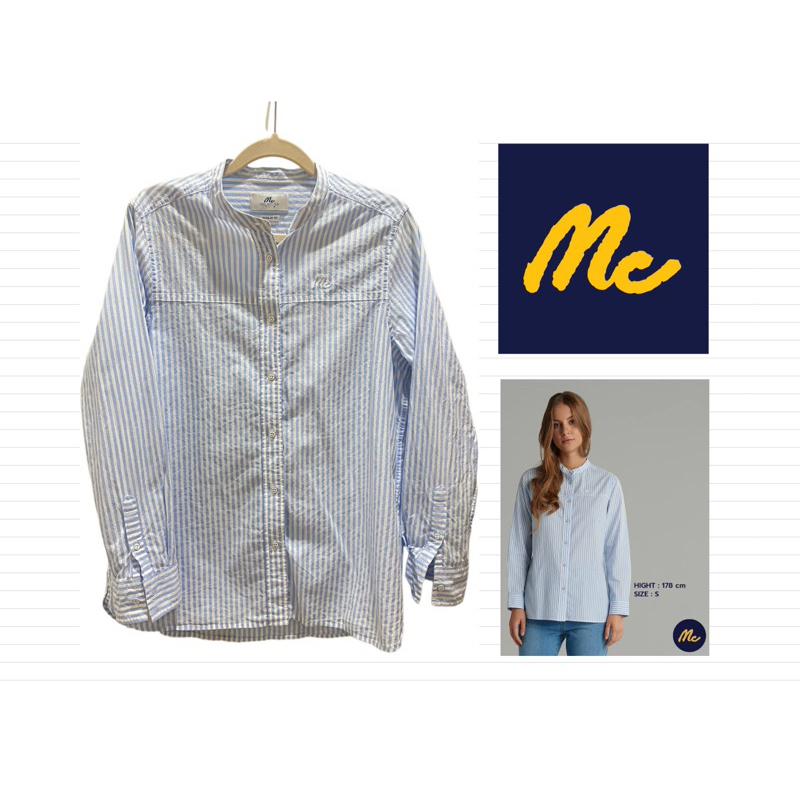 เสื้อคอจีน MC jeans สีฟ้า