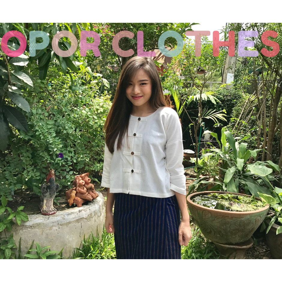 เสื้อผ้าฝ้ายกาสะลองเเขนสามส่วน-แจ้งสีในแชทS-001