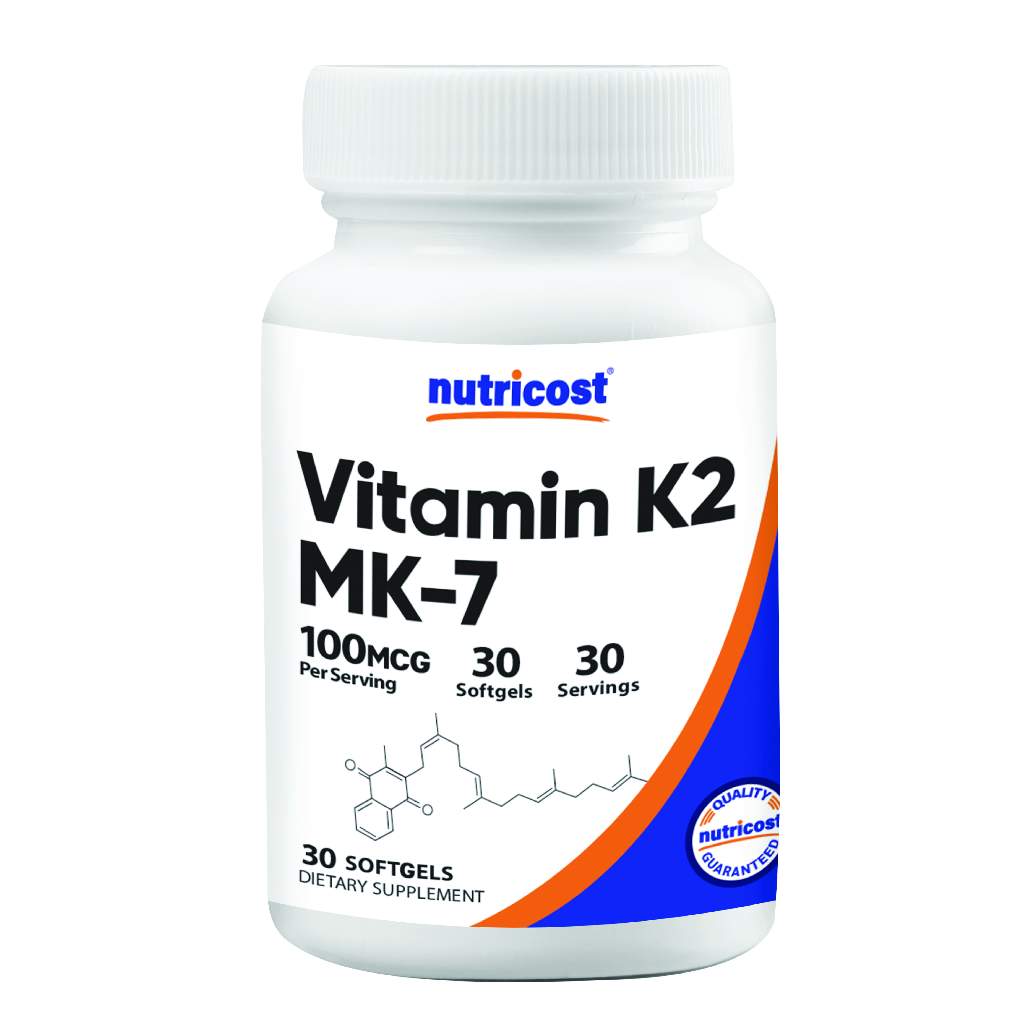 Nutricost USA Vitamin K2 MK7 วิตามินเค 2 100 mcg บำรุงกระดูก หัวใจให้แข็งแรง GMP NON-GMO NON-Gluten
