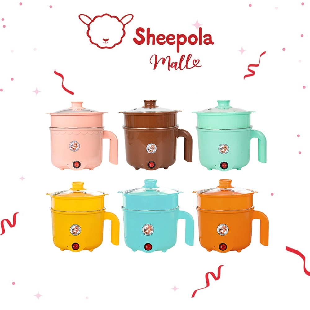 SHEEPOLA หม้อชาบู ลายหมี ขนาด1.8ลิตร ขนาดกะทัดรัด หม้อชาบูสแตนเลส ผัดได้ ต้มได้ หม้อต้มไฟฟ้า หม้อสแตนเลส หม้อสุกี้