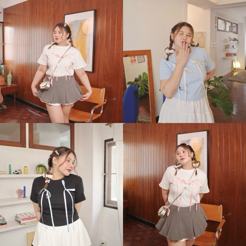 Twins Ribbon baby tee เสื้อยืดน้องโบว์จริง - merrychubbyhouse