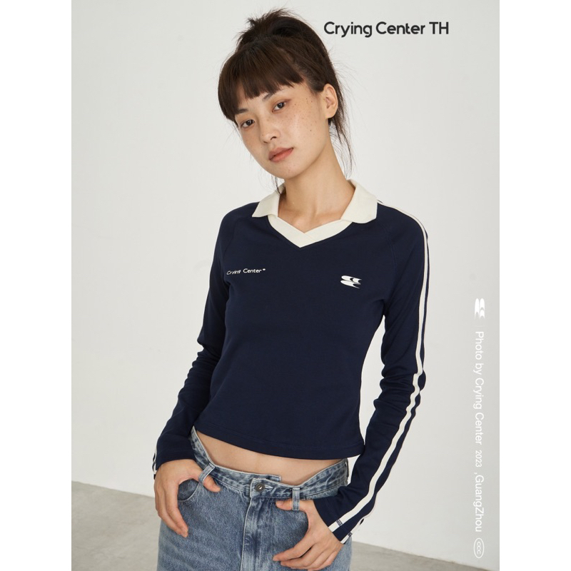 CryingCenter เสื้อโปโลคอปก Baby Tee Football Polo