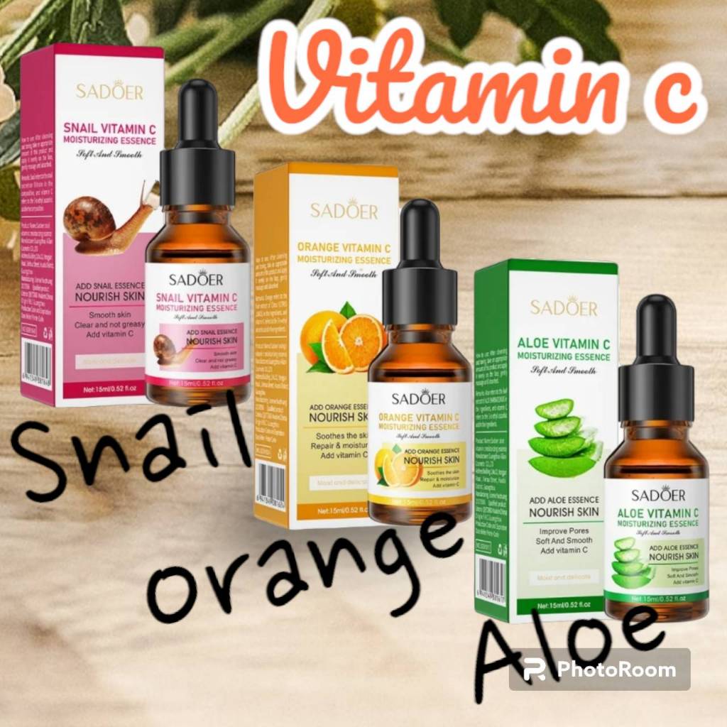 SADOER VITAMIN C MOTURIZING ESSENCE เซรั่ม  ช่วยให้ผิวเรียบเนียนกระจ่างใส ช่วยให้ผิวชุ่มชื้น 15ml. มี 3 สูตร