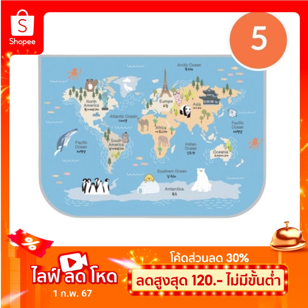 lieto ผ้าม่านบังแดด ลายแผนที่ (Map)