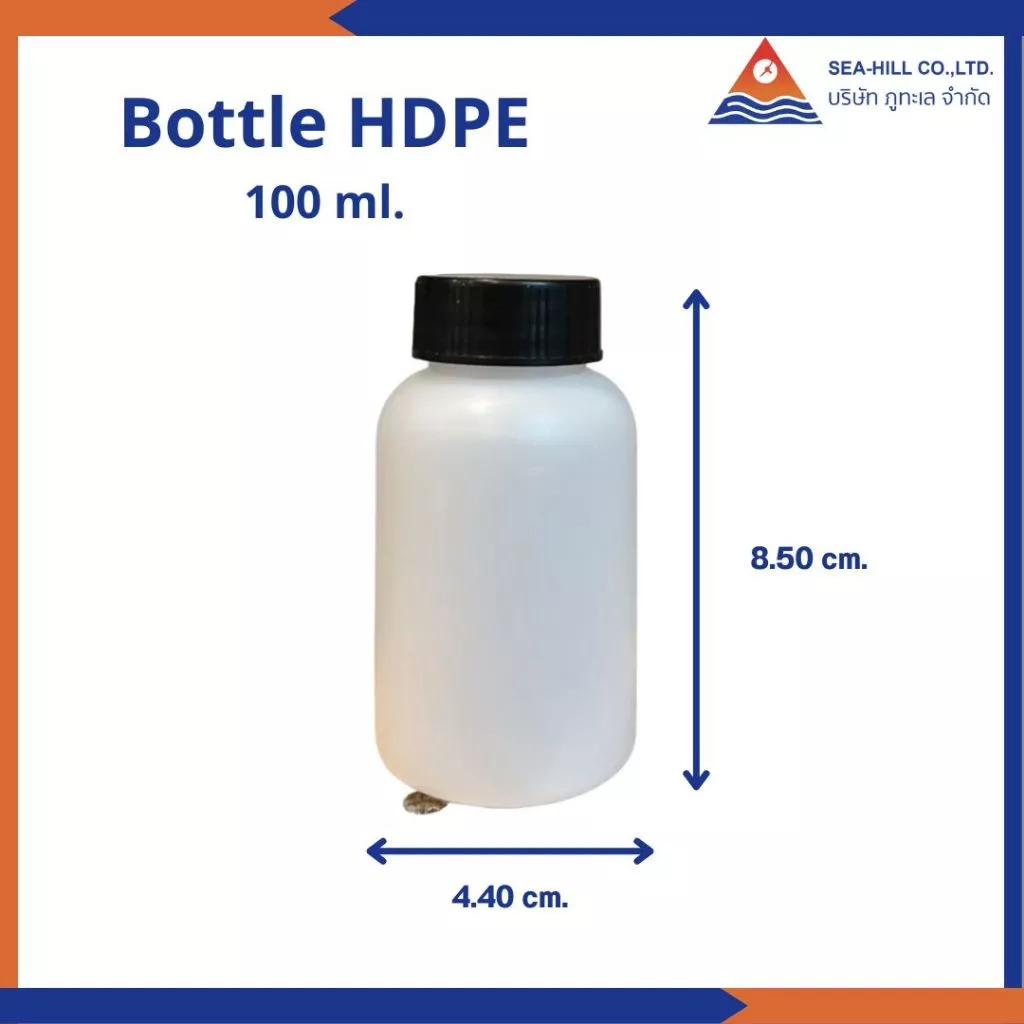 ขวดใส่สารละลาย, ขวดใส่สารเคมี (Reagent Bottle, PE) ฝาดำ+จุกใน ขนาด 100-1000 ml.