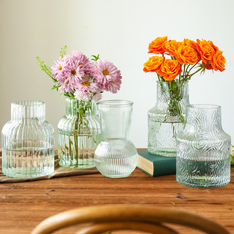 O•urHome [พร้อมส่ง] แจกันแก้วเปลือกไม้ Bark glass vase แจกันเรียบง่าย ของแต่งบ้าน พร็อพถ่ายรูป ร้านกาแฟ ร้านอาหาร ของตกแ