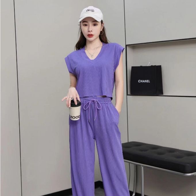 ชุดเซ็ทผู้หญิงน่ารักๆ ชุดเซ็ต Set 2 ชิ้น ใส่สบาย เสื้อแขนสั้น กางเกงขายาว ผ้าใส่สบาย ชุดไปทะเล