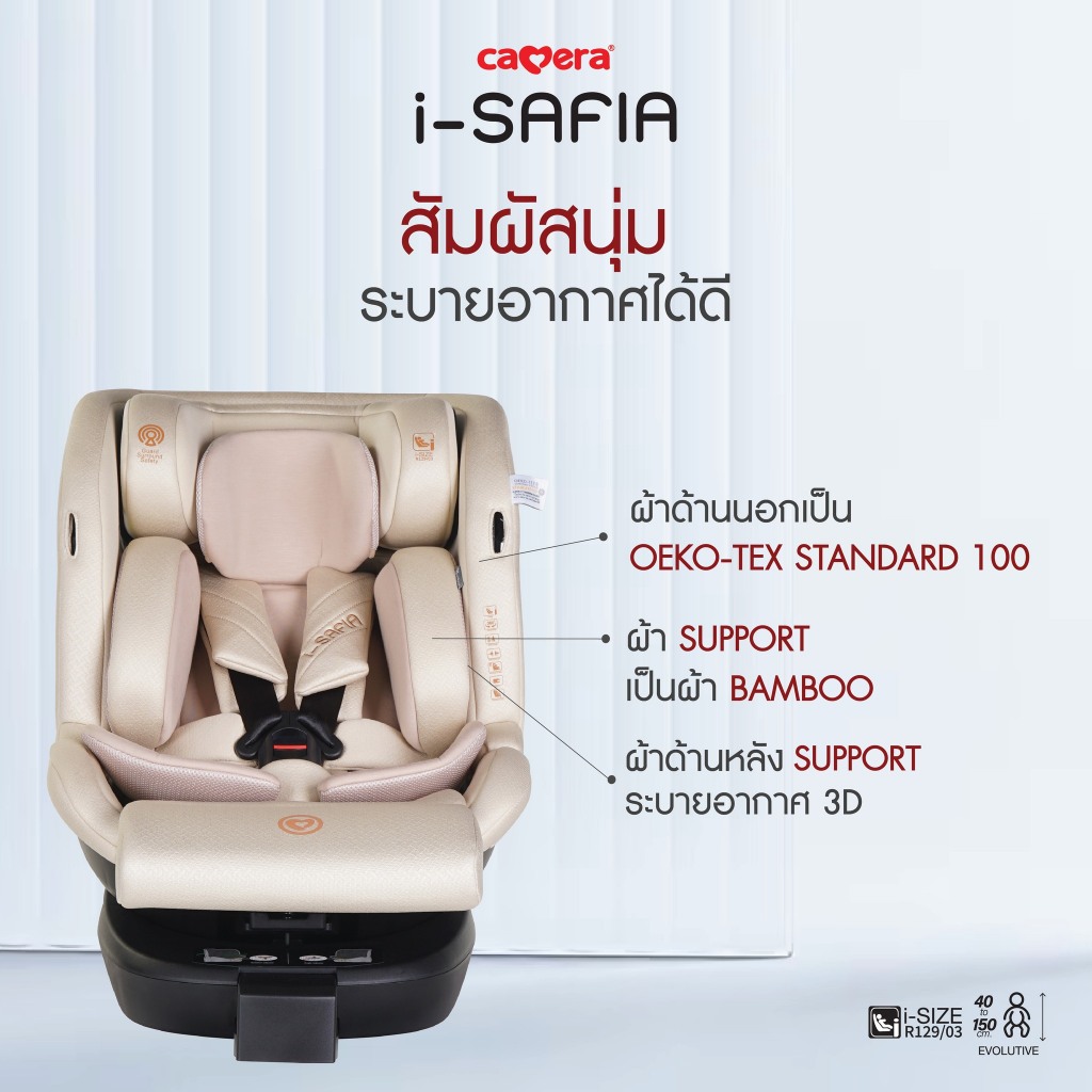 (ประกัน3ปี) Camera คาร์ซีท i-safia และ Safia 3 เด็กแรกเกิด - 12 ปี หมุนได้ 360 องศา isofix รูปที่ 3