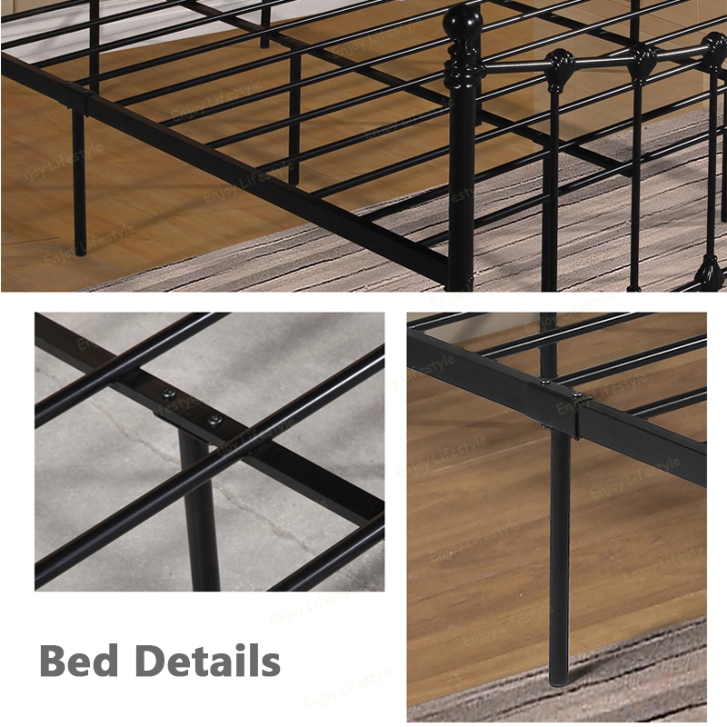 [ผลิตภัณฑ์ใหม่] เตียงเหล็ก 4/5/6ฟุต รุ่นมุมขวา แท่นโลหะไม่มีโครงเตียงหัวเตียงฟอร์นิเจอร์ห้องนอน สามารถใช้ได้อย่างน้อย 20 - รูปที่ 4