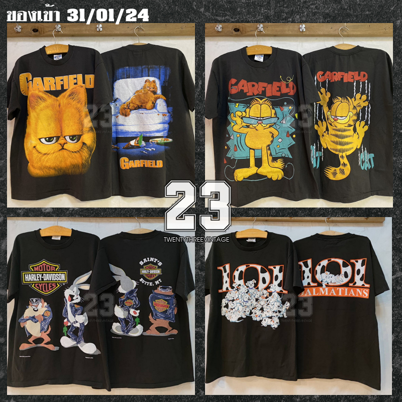 [ 23 ] เสื้อวินเทจ ลายการ์ตูน ป้ายUSA GARFIELD / HARLEY LOONEY TUNES / 101 dalmatian [240231]