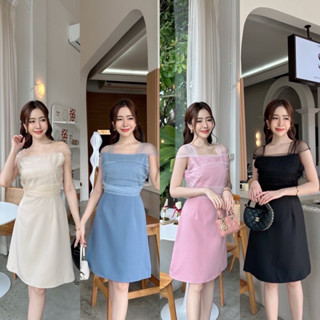 C93-MIMI ชุดเดรสออกงานแต่งย่นผ้าซีทรูแก้ว วิ้งๆทำให้ดูแพงสุด…