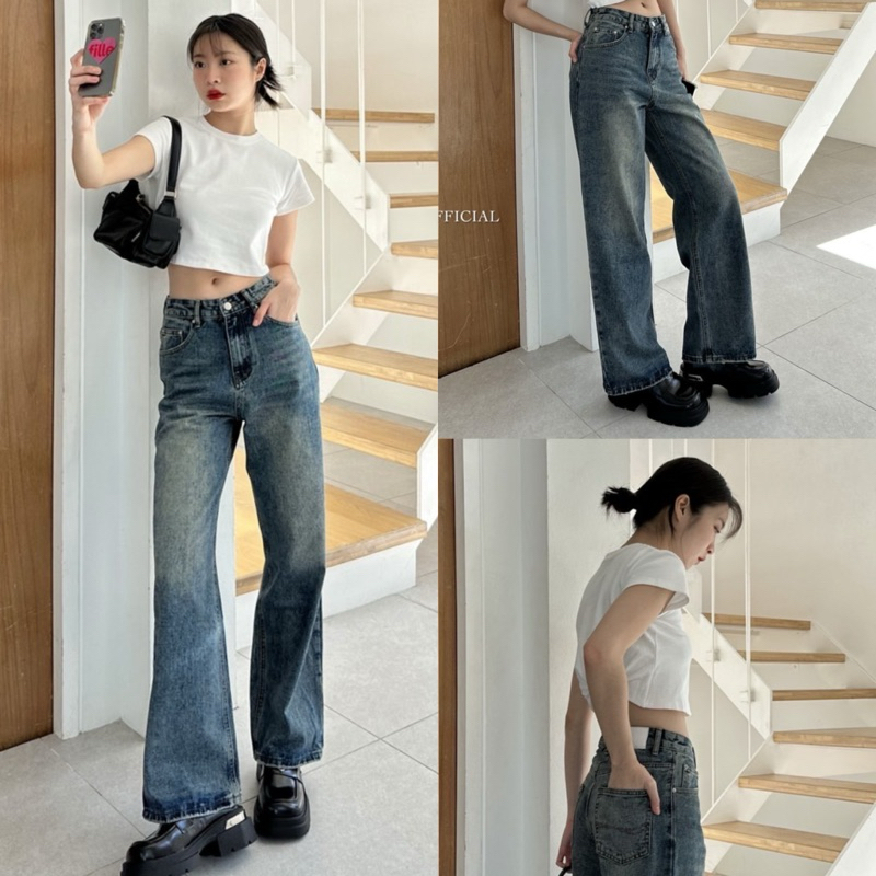 Proudly Bave jeans 83023 ยีนส์ทรงกระบอกใหญ่ ทรงเท่มาก