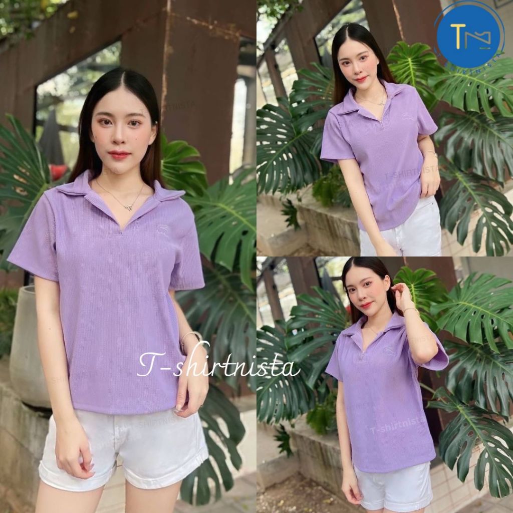 Vanillas by A21 เสื้อยืดคอปก แขนสั้นปัก (จระเข้) แพทเทิร์นสวย T-Shirtnista (A1g+ถ1)
