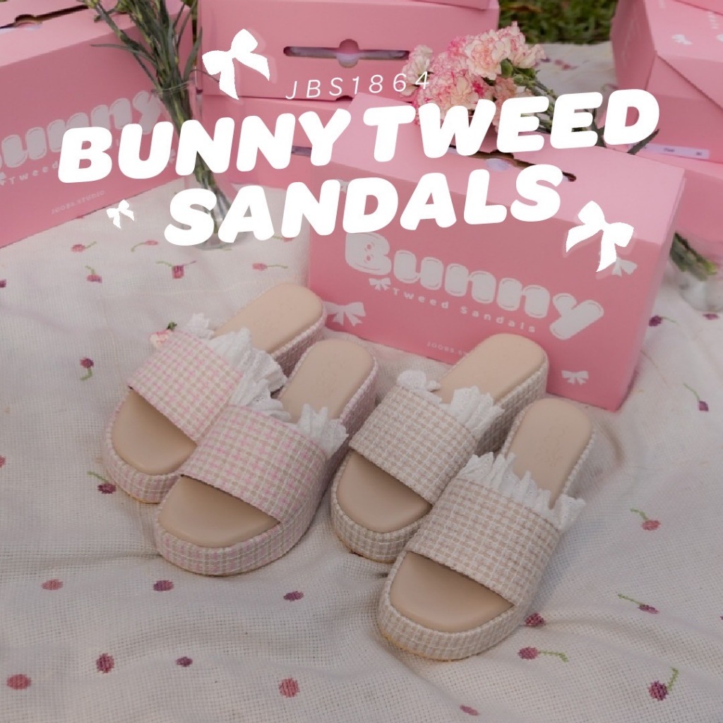 #JBS1864  Bunny Tweed Sandals