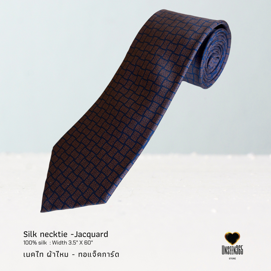 เนคไทผ้าไหม ทอแจ็คการ์ดกราฟฟิค - AL 06  Silk necktie 100% Silk Jacquard SN1 - จิม ทอมป์สัน Jim Thomp