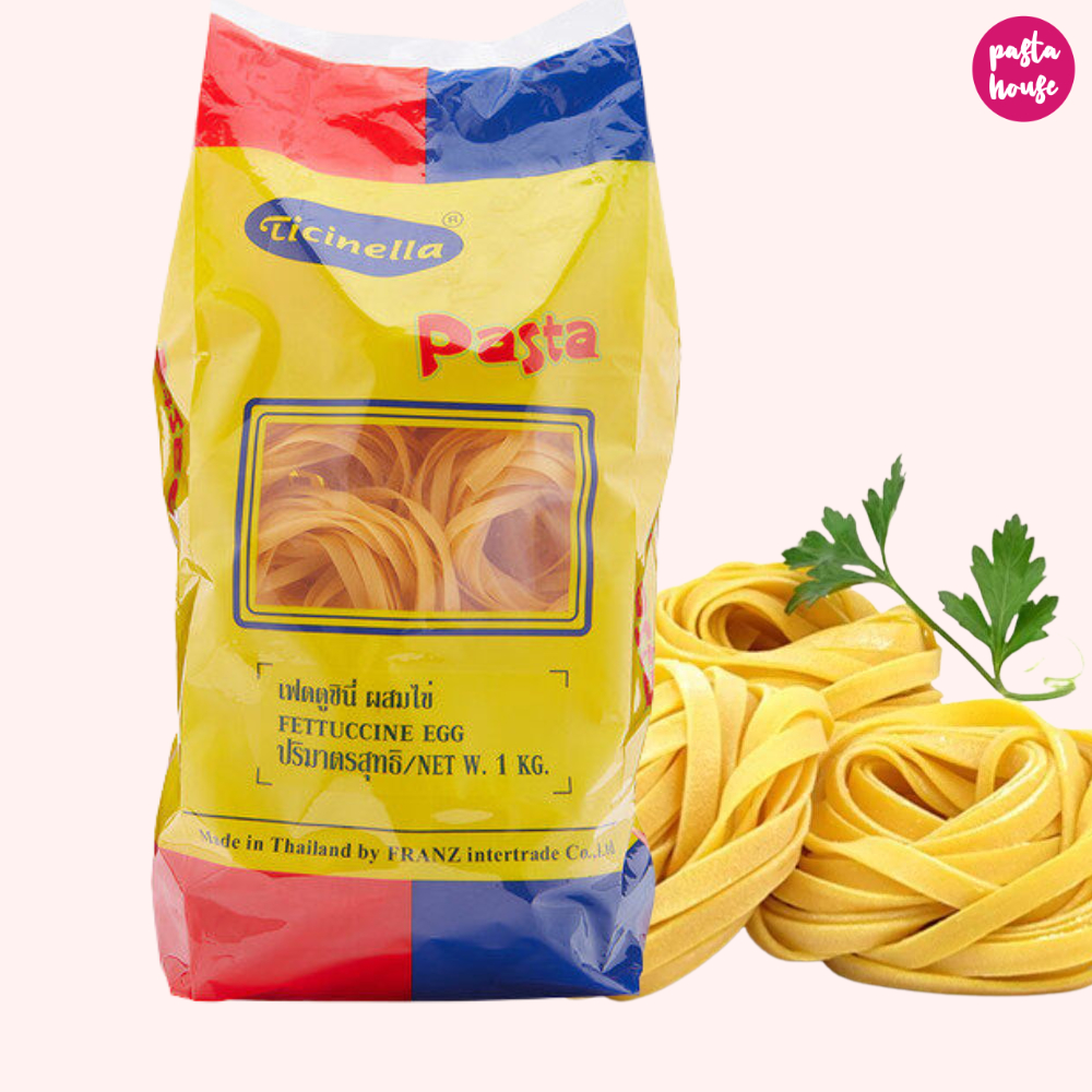 Ticinella Pasta Fettucine egg 1kg เส้นเฟตตูชินี่ไข่ พาสต้า เส้นแบน 1Kg