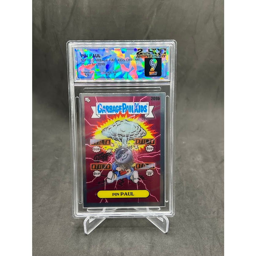 การ์ด Garbage Pail Kids /PIN PAUL/Topps Kids Chrome 2022/NO.209B/SQC Graded 9 Mint  + FREE GIFT