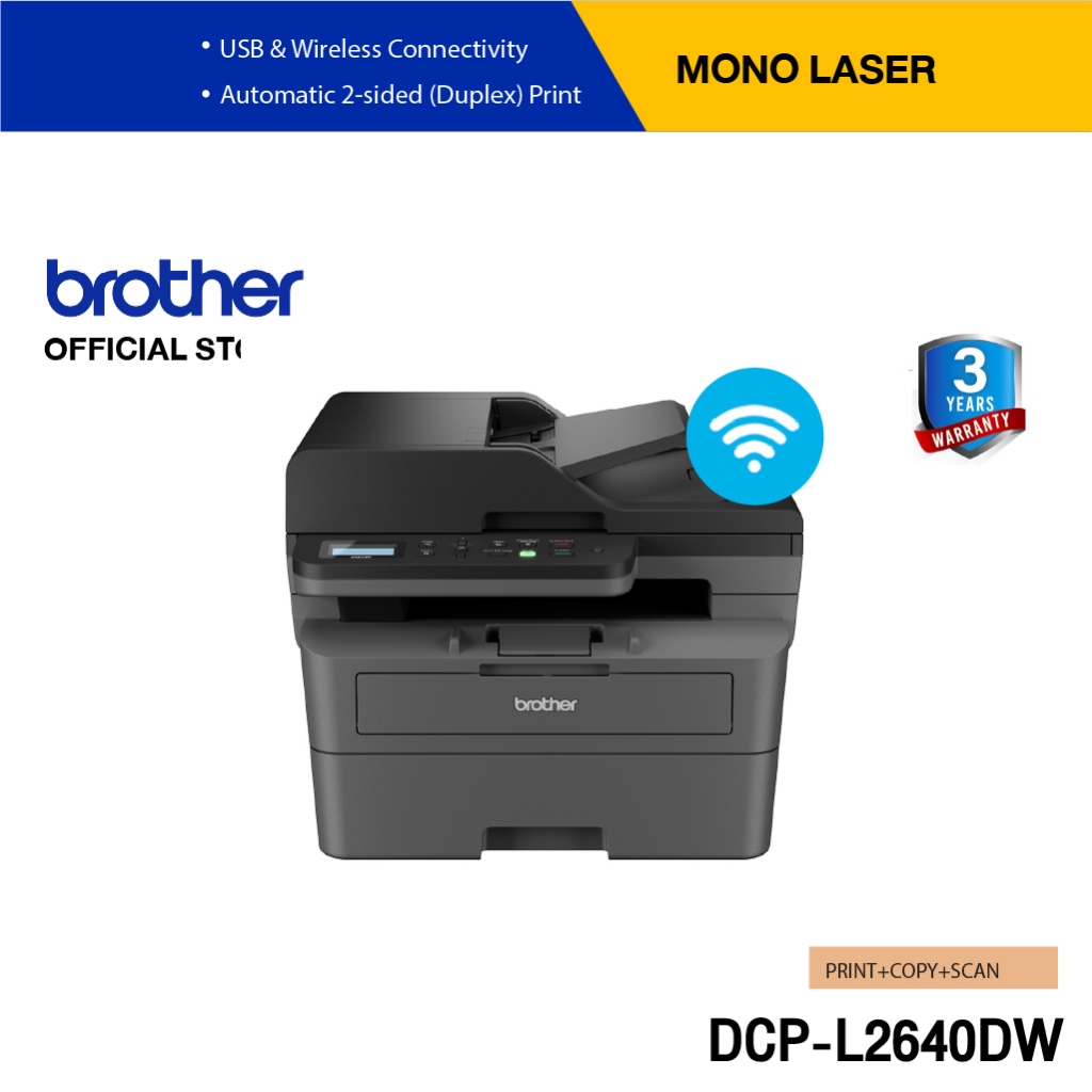 Brother DCP-L2640DW เครื่องพิมพ์เลเซอร์ ขาว-ดำ มัลติฟังก์ชัน 3-in-1 Print/Copy/Scan พิมพ์เอกสาร 2 หน