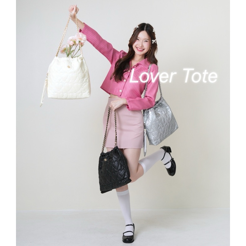 [ รุ่นแนะนำ ] KEEP Lover tote bag กระเป๋าปักลวดลายหัวใจ [มีบริการหลังการขาย]