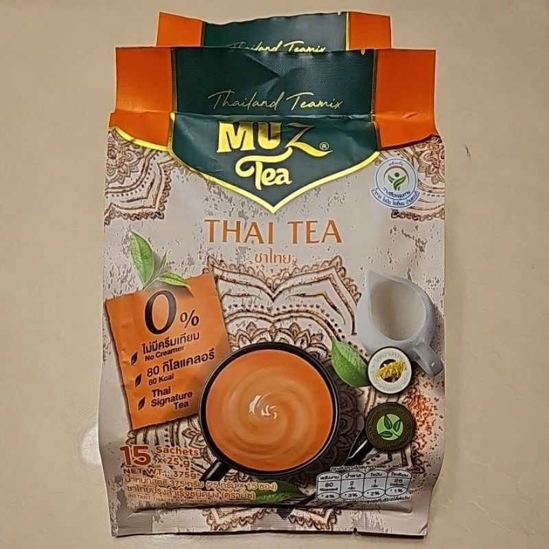 MUZ Tea Thai Tea  มัซ ชาไทยผลิตจากใบชาอัสสัมคัดพิเศษปรุงสำเร็จชนิดผงแบบชงดื่ม ไม่ใส่ครีมเทียม [ 15 ซ