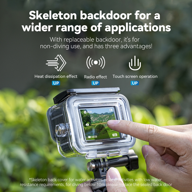 TELESIN เคสกันน้ำ GoPro 12/11/10/9 Black แบบเปลี่ยนฝาทัชสกรีนได้ Protective Case Waterproof