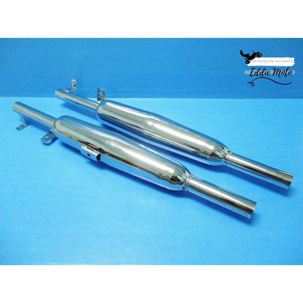 EXHAUST MUFFLER SET LH &amp; RH Fit For HONDA C95 CA95 C92 CA92 // ท่อไอเสีย ท่อคู่ เหล็กชุบโครเมี่ยม