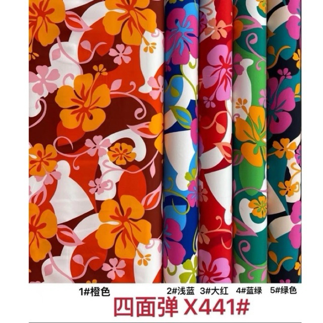 ผ้าไหมอิตาลีลายดอกชบาสงกรานต์🌺หน้ากว้าง60นิ้ว หลาละ65บาท#ผ้านุ่ม ลายสวยย 🌟ขายดีมากก