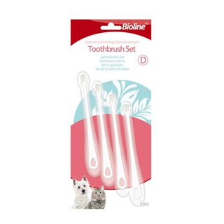 Bioline Toothbrush Set แปรงสีฟันสุนัขพันธุ์เล็กและแมว แบบด้า…