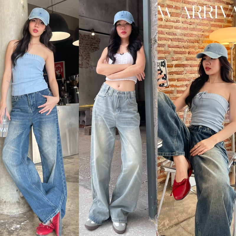 RICHY DENIM ยีนส์ทรงกระบอก 2 สีพร้อมส่ง
