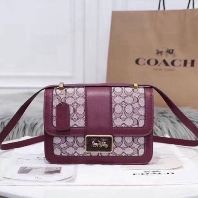 พร้อมส่ง🛍️*COACH ALIE SHOULDER BAG IN SIGNATURE JACQUARD WITH SNAKESKIN DETAIL