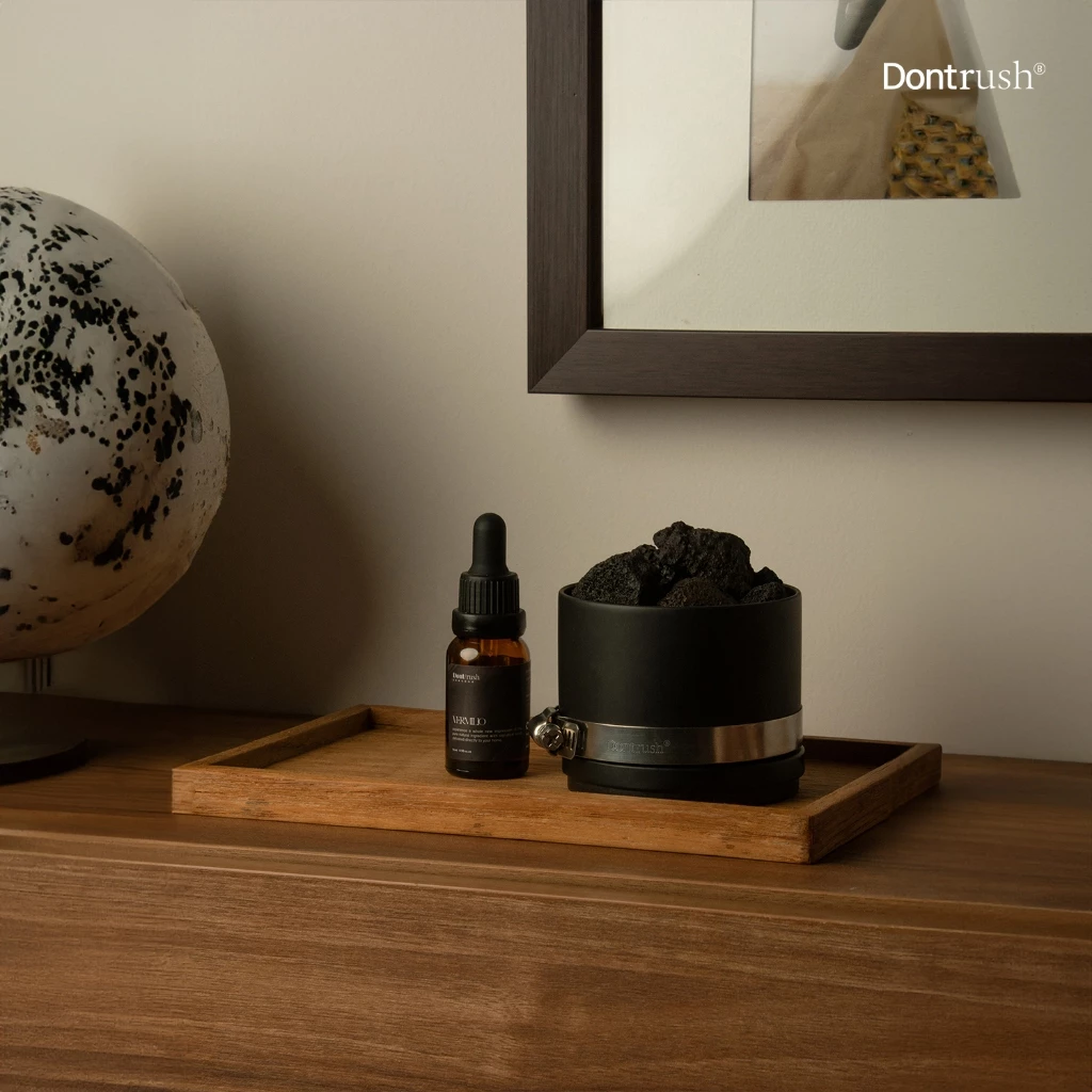 Dontrush หินหอมกระปุกหินภูเขาไฟพร้อมนํ้ามันหอมระเหย - "ROCKY" LAVA STONE DIFFUSER WITH ESSENTIAL OIL