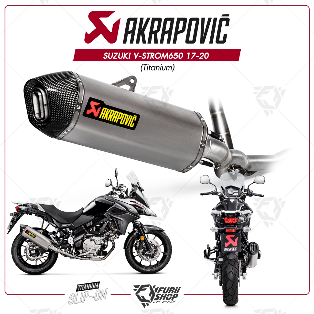 ท่อ AKRAPOVIC NEW SHAPE TITANIUM SLIP-ON FOR SUZUKI V-STROM650 17-20 FuriiShop