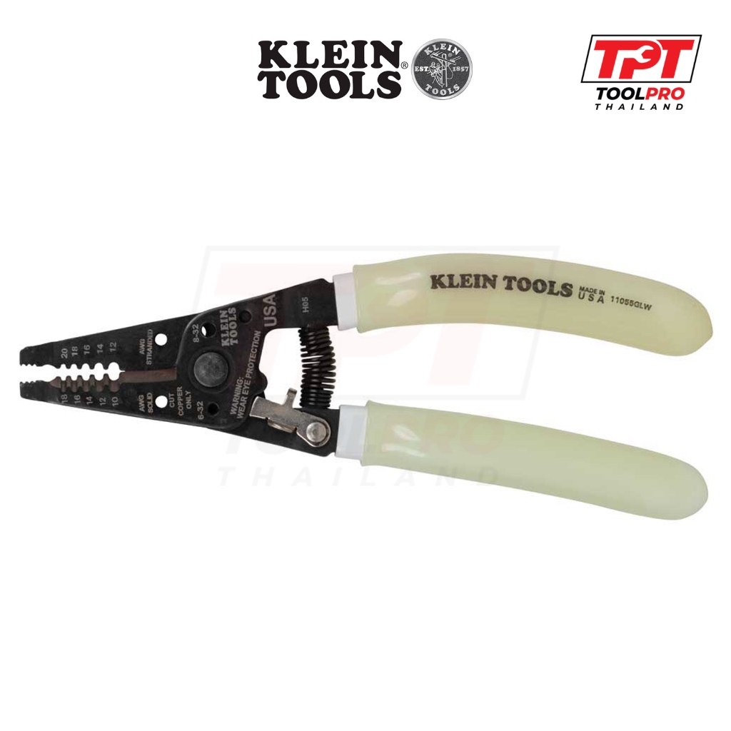 Klein Tools คีมปอกสายไฟ Hi-Viz Wire Stripper / Cutter (11055GLW)