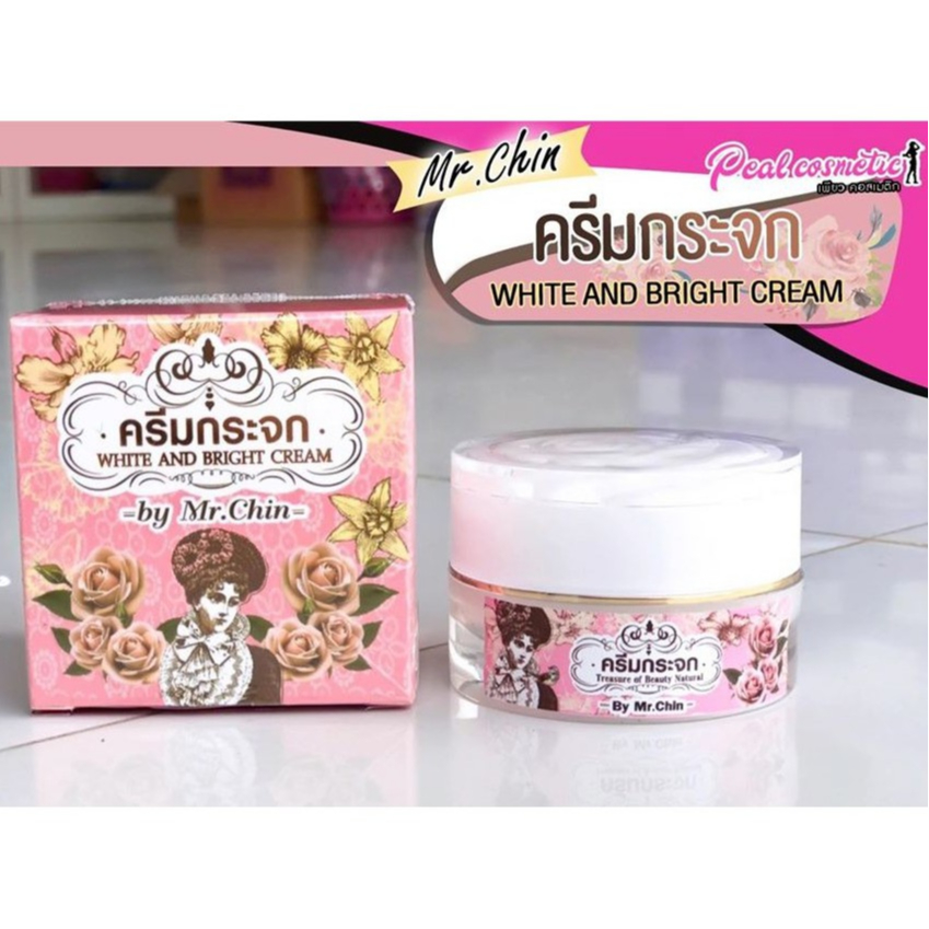 📣เพียวคอส📣(ขายดี) ครีมกระจก White And Bright Cream by. Mr.Chin 15g.