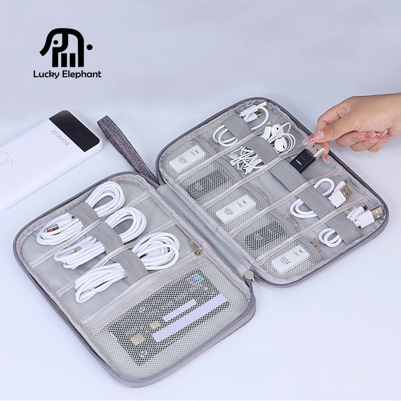 LuckyE กล่องจัดระเบียบอุปกรณ์มือถือ แบตสำรอง สายชาร์จ ฮาร์ดดิสก์HDD กล่องหูฟัง USB