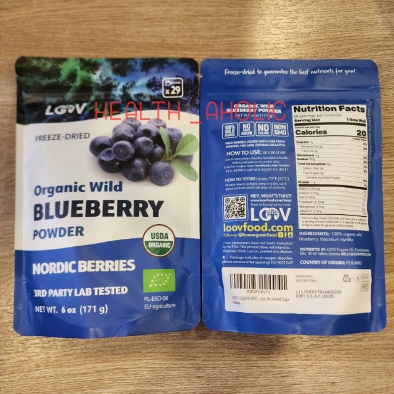 LOOV Organic Wild Blueberry Powder - 35-Day Supply, 6 Oz