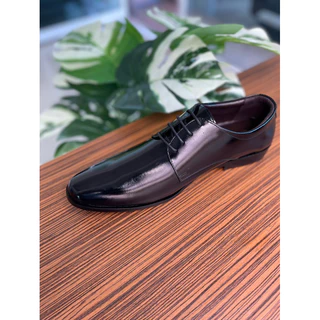 Black Derby Shoes รองเท้าคัชชูหนังแท้ ผูกเชือก ทรงปลายแหลม พื้นเย็บจริง เปลี่ยนไซส์ได้