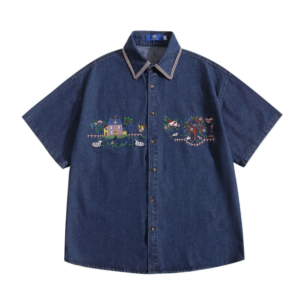 เสื้อเชิ้ตยีนส์งานปักโฮมมี่ Premium Homemie Korea Shirt Style