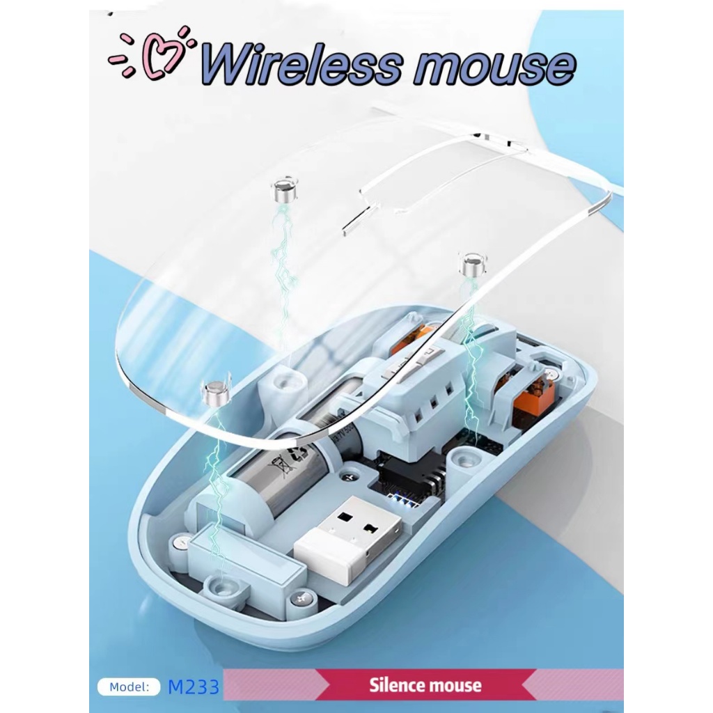 Wireless Mouse / Mouse3 โหมด 2.4G/BT1/BT2 เมาส์ไร้สาย แบบชาร์จแบต เมาส์ไร้เสียง