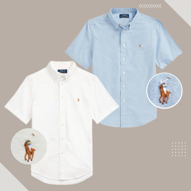 พร้อมส่ง☀️ลดเหลือ2072฿ กดเก็บโค้ดตามรูปตรงรายละเอียดสินค้า🔶(ของแท้)Ralph Lauren oxford Shirt แขนสั้น